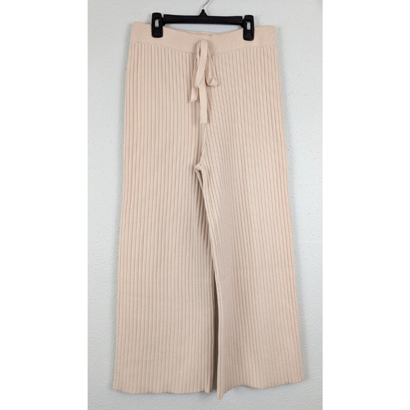 Lulus sz M Ribbed Knit Sweater Pants wide leg elastic waist pull on 0252 - Picture 1 of 5